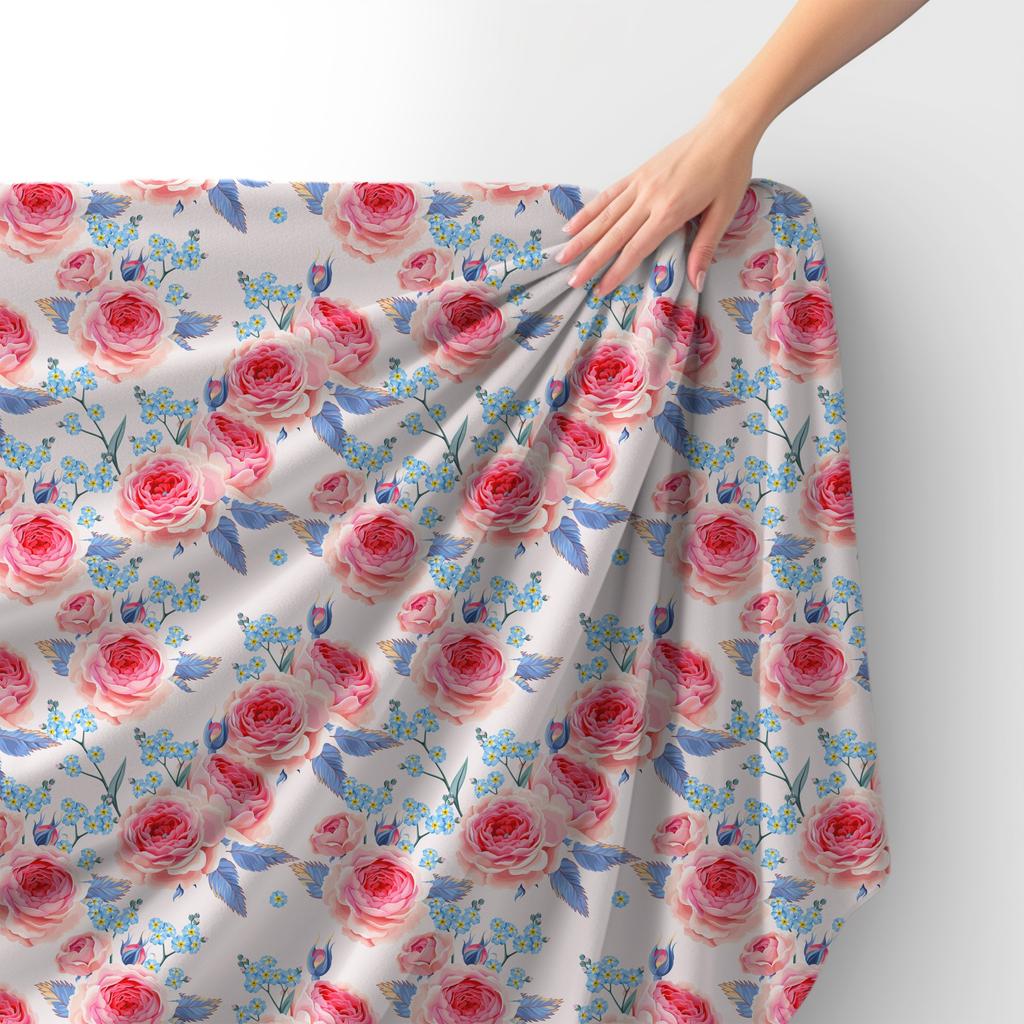 Royal Samt Stoff Polyester Zum Nähen - Motiv Englische Rosen