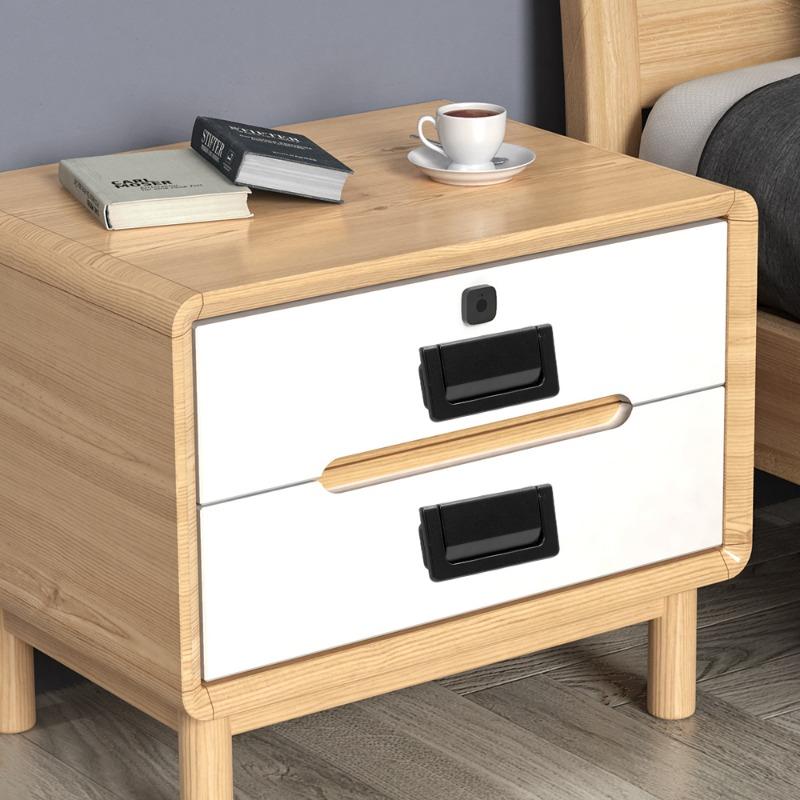 2Pcs Drawer Concealed Folding Handle Cabinet Hidden Pull Zinc Alloy Black Flat Cupboard Handles Furniture Hardware Accessories