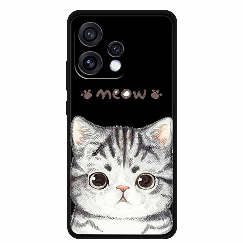 Чехол для Oppo Reno15 5G Цветочный Черный Силиконовый Мягкий Защитный Задний Чехол для Oppo Reno 15C 2025 Чехол для Телефона Coque Мультяшные Ракушки