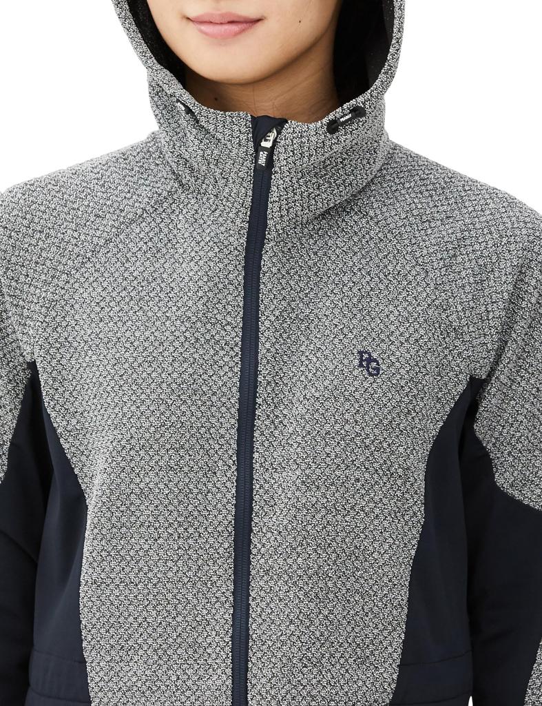 Платье с капюшоном с длинным рукавом, жаккард ромбовидной вязки x темно-синий 1 [Pearly Gates] Женское / 055-3224006 030_Белый [M]