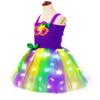 Mardi Gras Purple Green Yellow LED Tutu Dress, Girls Carnival Party Flashing Performance Outfit