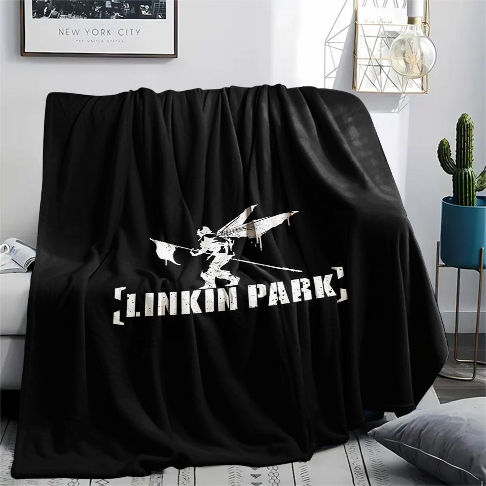 1PC Linkin Park Print Flannel Blanket, High quality Comfortable for All Seasons, Home Decor, Warmth and Comfort, Perfect for Christmas Gifts