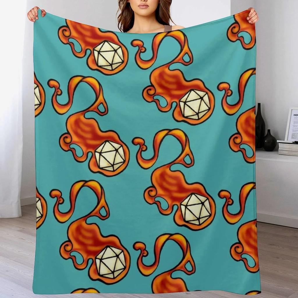 FireBall d20 Throw Blanket Cozy Home Blanket Gift for Christmas Holiday