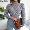 Women's Fashion Casual Solid Color Print Fall Winter Long Sleeve O Neck Sweaters