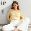 Женский кардиган Gap 2025 Зима Логотип Вышивка Пшеничный Полосатый Вязаный