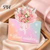 Flower Paper Greeting Cards 10Pcs 3D Thank You Card, Floral Bouquet Best Wishes Note Appreciation Gifts for Anniversary, Mother's Day, Teachers