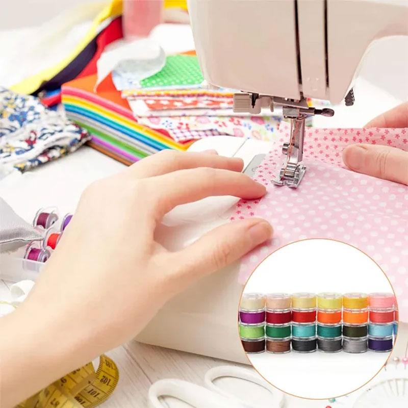 Набор высококачественных швейных ниток 36 цветов в коробке, набор шпулек, подходит для многих швейных машин, с челноком, 36 шт.