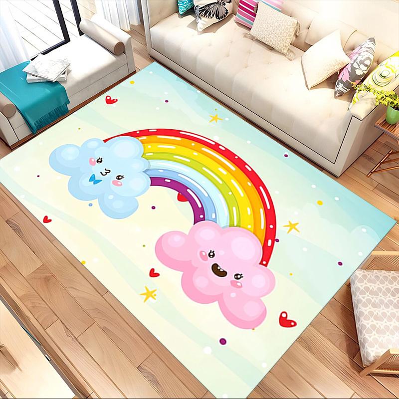 rainbow cloud Crystal Velvet chair mat Area Rug - Non-Slip, Floor Mat, Office Desk Chair Rugs, Bedroom Decor.Christmas Gift-1106171