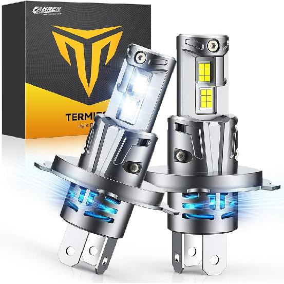 FAHREN H4/9003 Bulbs 60000LM 1200% Brightness, Super & Brightest, 6500 Cool White H4 Fog Light, Mini Size No Adapter Needed, Pack Of 2 IP68
