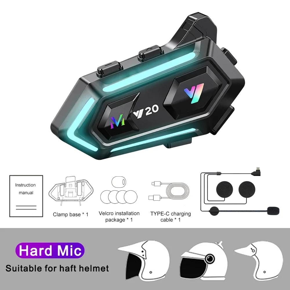 Y20 Мотошлем Bluetooth гарнитура с RGB подсветкой Handsfree звонки Шумоподавление Водонепроницаемые Беспроводные Мотоциклетные наушники 1000 мАч