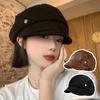 Breathable Octagonal Cap Bla Suede Newsboy Hats Trendy Pleated Berets  Women