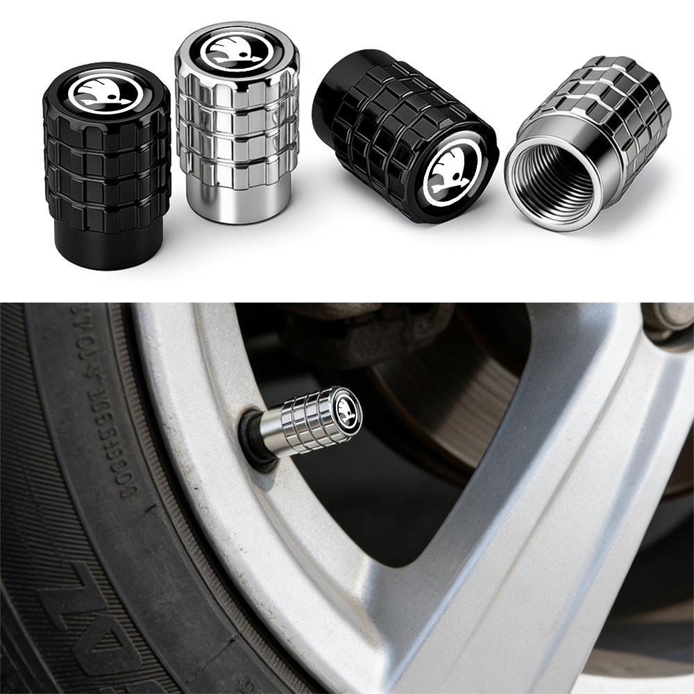 Metal Car Wheel Tire Valve Cap Cover Auto Decoration Accessory For Skoda Yeti Octavia VRS 2 3 a5 Fabia Kodiaq Rapid Karoq Superb WT7