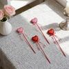 10pcs Valentine's Day Glitter Heart Decor Picks Red Pink Ribbon Ornaments Wedding Party Flower Arrangement Table Decor