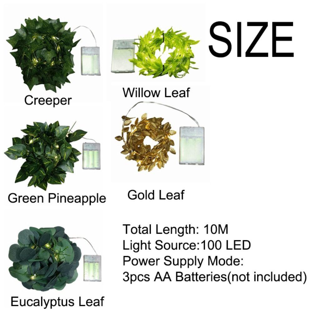 10M/100 LED Imitation Leaf String Light Battery Powered Artificial Leaf Lights Xmas Decoration
