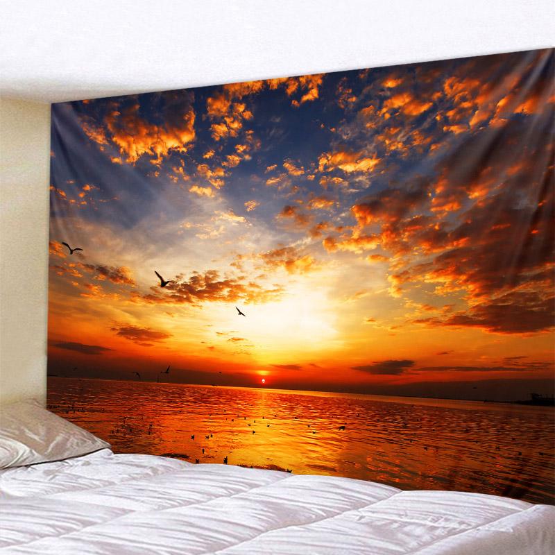 Blue Sky White Cloud Tapestry Wall Hanging Sunset Dusk Sunset Tapestry Background Cloth Bohemian Room Aesthetics Home Decoration