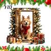 Christmas Party Wall Background 2Pcs 3D Illusion Dog Sticker, Removable Self?Adhesive Seasonal Decor for Entrance Hall Decal, Holiday Puppy