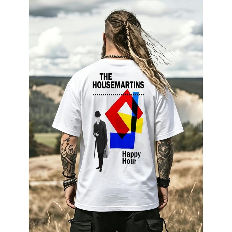 Housemartins Happy Hour Music Gift Tee Shirt 1899 - Collectible Music Large Size T-Shirt Number 1899 Design Soft Round Neck Casual Summer Tee for