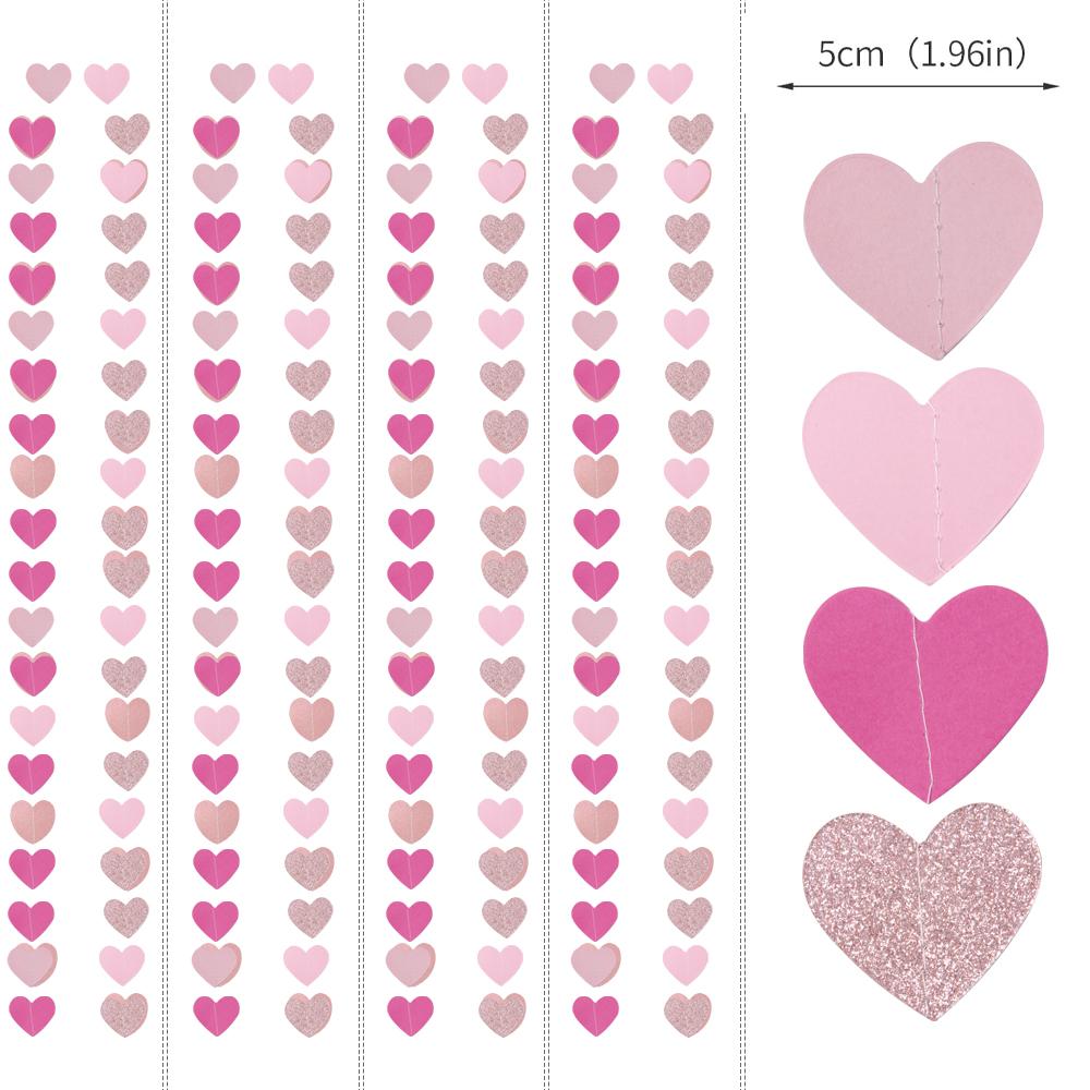 4m Valentine Heart Garland String Hanging Decoration Red Pink Heart Banner Romantic Wedding Engagement Valentine's Day decor