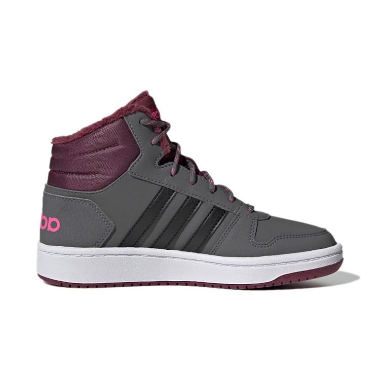 Adidas Neo Hoops 2.0 Comfortable Versatile Durable Mid-Top Kids Basketball Shoes Kids Sneakers Cool-Grey GZ7796