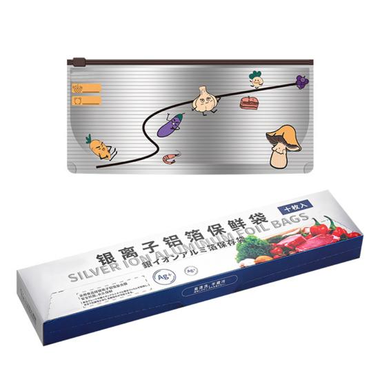 Yousheng 10Pcs Aluminum Foil Sealable Bags Resealable Stand Up Freezer Bags Reusable Vacuum Zipper Pouches with Label for Vegetable Fruit Meat