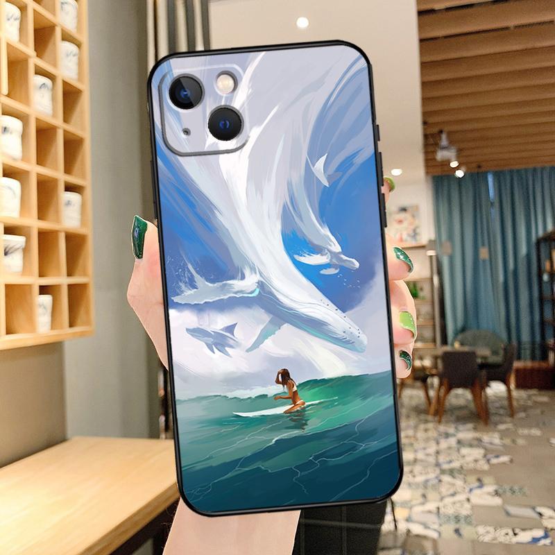 Surfing Art Surf Girl Phone Case For iPhone 16 17 Pro Max 15 14 13 11 12 Pro Max mini 15 16 Plus 16e 17 Air Cover