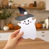 Decorative Wood Crafts Cute Ghost Halloween Wooden Sign, Farmhouse Small Black Cat Witch Hat Desktop Showcase Display Signs, Standing Tabletop