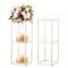 2pcs 31.5inch Tall 2-layer Stand Table Seat with Acrylic Panel Metal Floor Vase,cylinder Holder for Wedding Centerpieces Parties