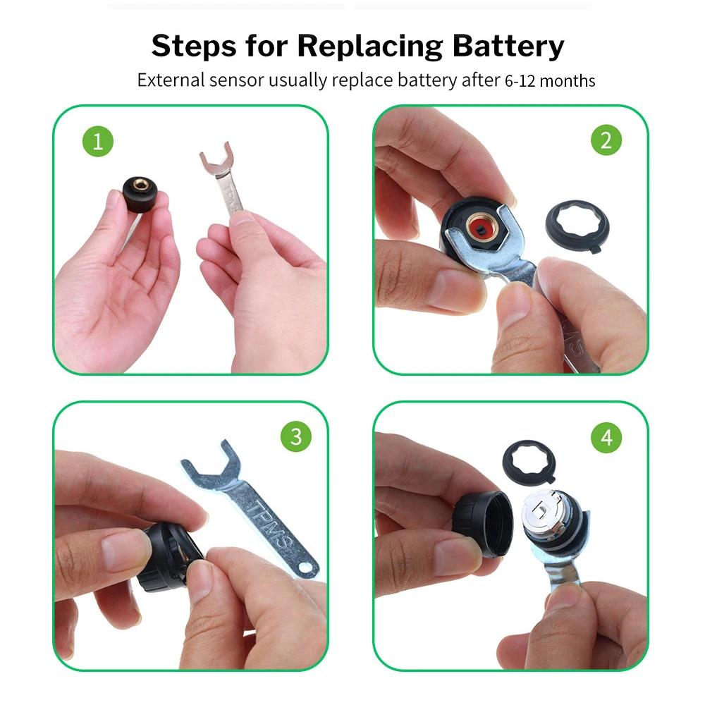Smart TPMS Solar Tyre Pressure Monitoring System 4 Sensors Display Solar Intelligent Car Tyre Pressure Air Pressure Gauge