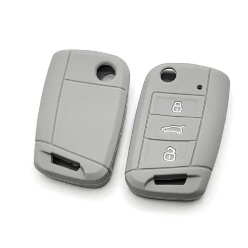Силиконовый чехол для выкидного ключа с 3 кнопками, подходит для VW GOLF 7 MK7 SKODA SEAT 2014 2015 2016 FOB HULL OCTAVIA COMBI LEON IBIZA CUPTRA Case