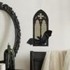 Gothic Cathedral Window Mirror Vintage Baroque Wooden Black Bat Mirror Home Office
