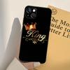 Чехол для телефона Королева Король Корона Для iPhone 17 16 15 13 11 12 14 Pro Max mini XR 16e 15 16 Plus 17 Air Полное покрытие