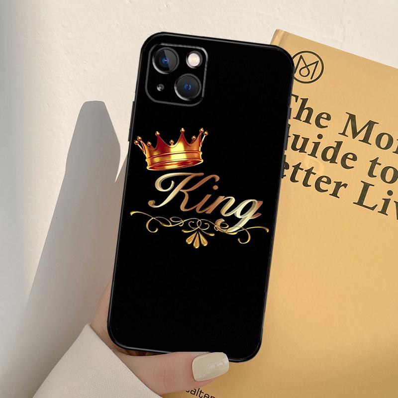 Чехол для телефона Королева Король Корона Для iPhone 17 16 15 13 11 12 14 Pro Max mini XR 16e 15 16 Plus 17 Air Полное покрытие