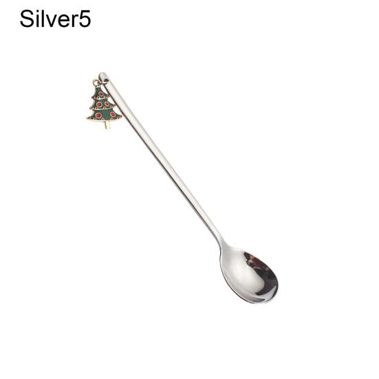 Рождественская ложка с длинной ручкой, прочная нержавеющая сталь, десертный салат, фруктовая дегустация