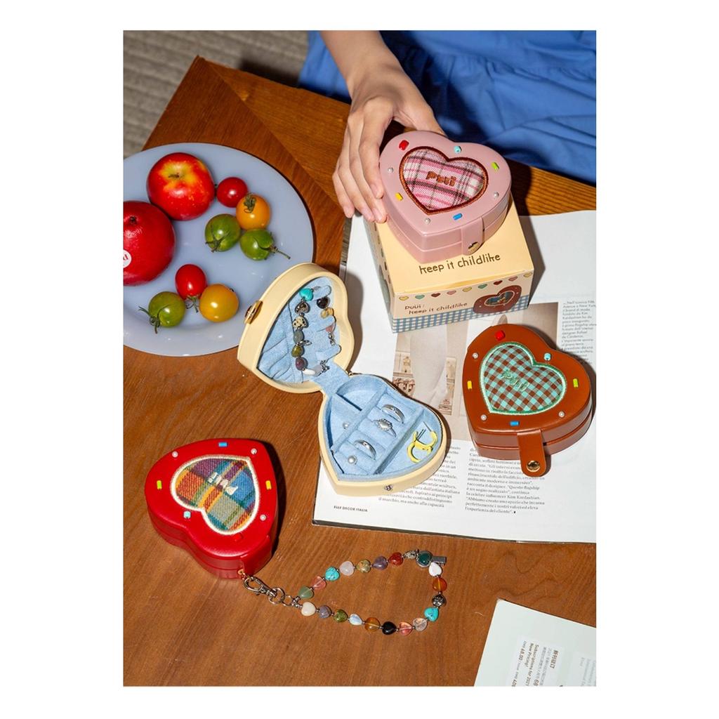 New Love Jewelry Box, Mini Girl Ring Earnail Jewelry Portable Box, Multi functional Jewelry Storage Box