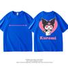 New Summer Pure Cotton Childrens Tshirt Kuromi Fashion Doublesided Printed Parentchild Outfit Round Neck Short Sleeved Shirt