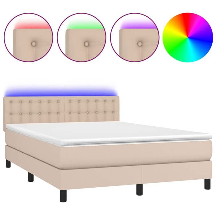 Maison Exclusive - Sommier à lattes de lit avec matelas LED Cappuccino 140x190 cm