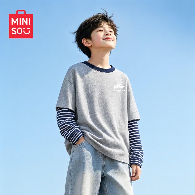 MINISO Детская хлопковая футболка с длинным рукавом