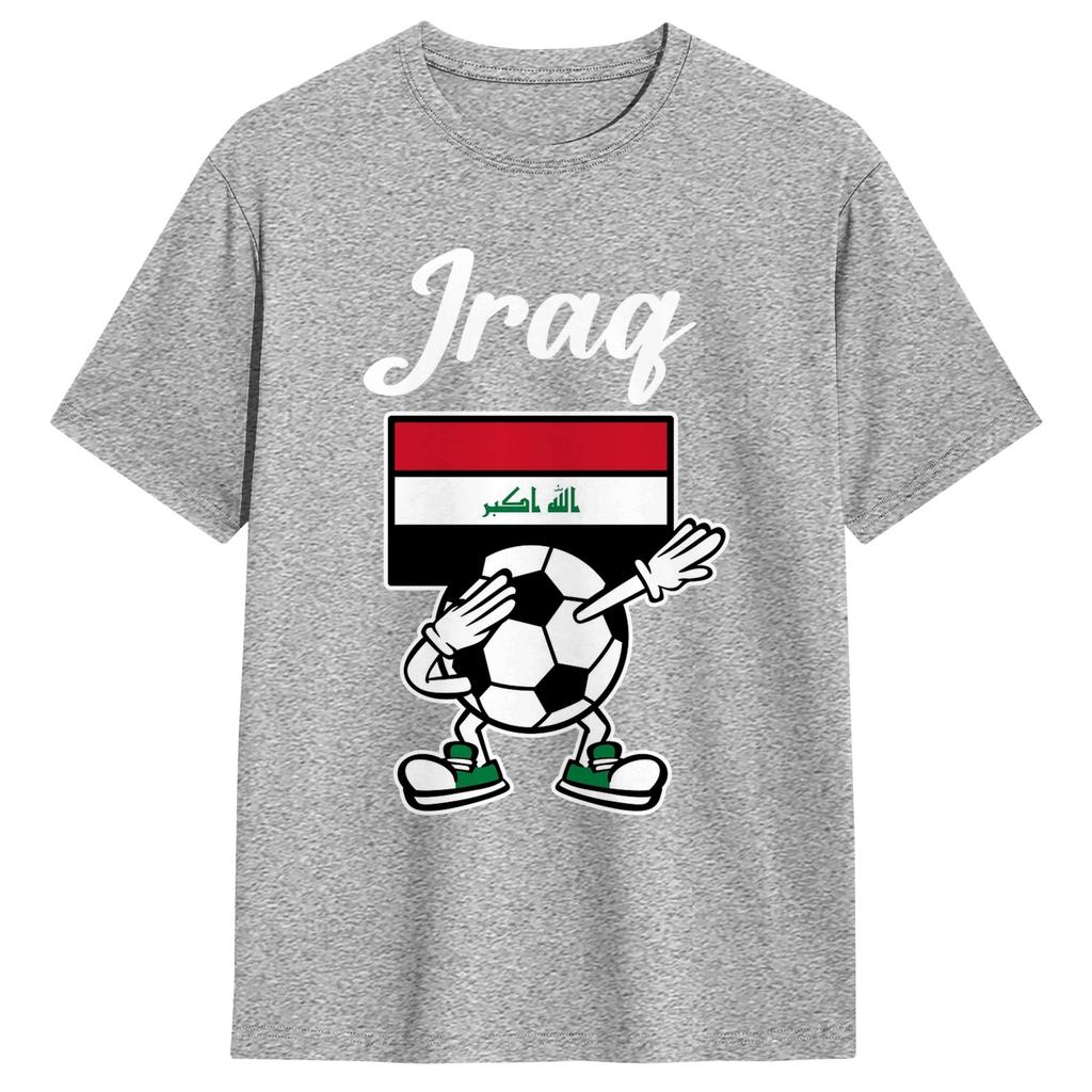 Harajuku TShirt Summer Iraq Flag Iraqi Soccer Fashion TShirts Pure Cotton Tshirt for Unisexs Aesthetic Short Sleeve Top Tees