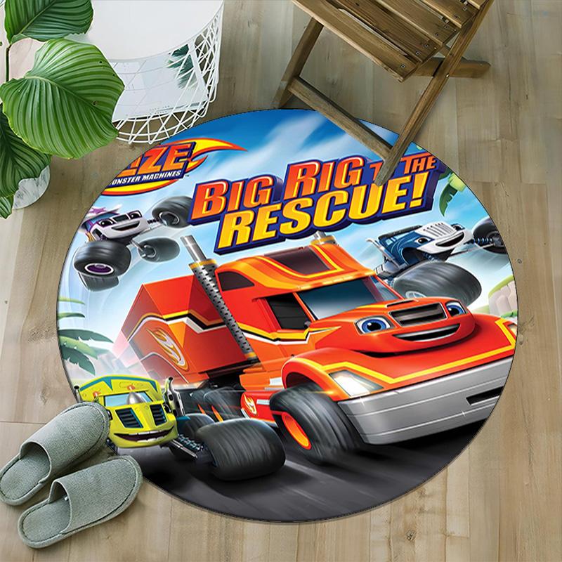 1pc Blaze and the Monster Machines Print Round Carpet Chair Round Carpet Suitable for Bedroom Living Room Home Decorative Carpet