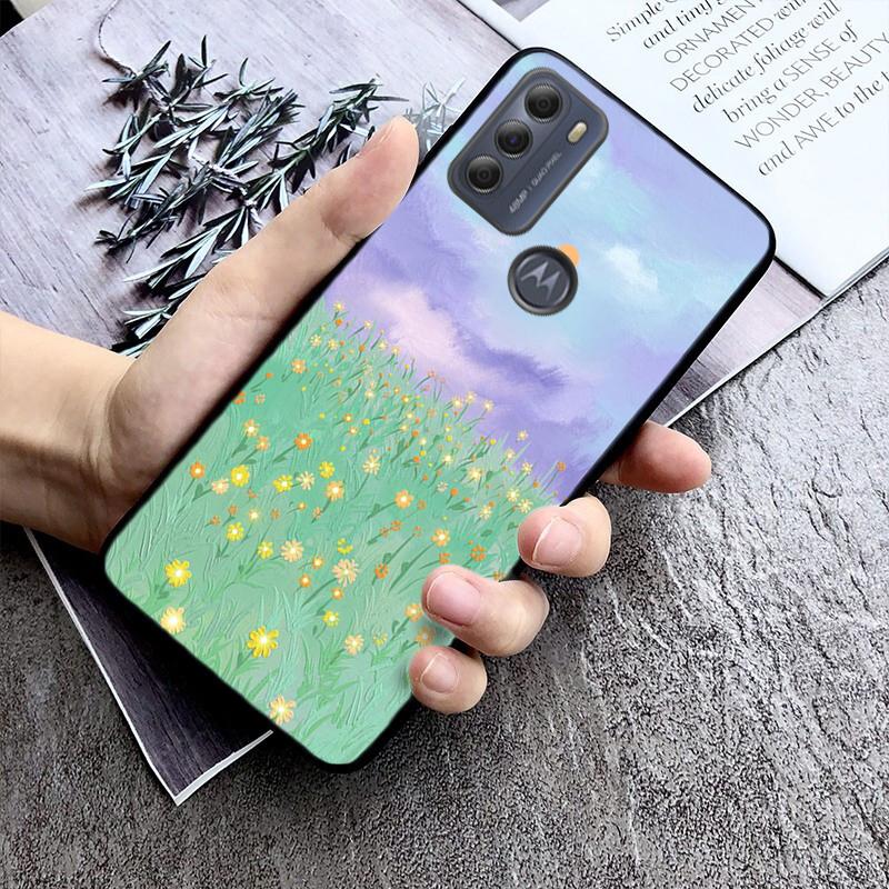 Чехол для телефона с ручной росписью и цветами для Motorola Moto E32 E20 E40 G22 G52 G20 G30 G100 G60 G50 G10 GPure GStylus G9 One Action Macro