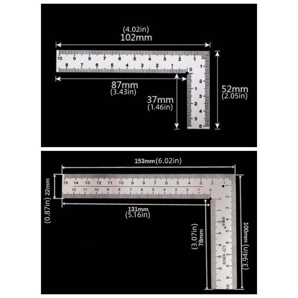 Double-Sided Metal Ruler Measuring Tool Mini Ruler Drawing Tools L Square Ruler Educational
