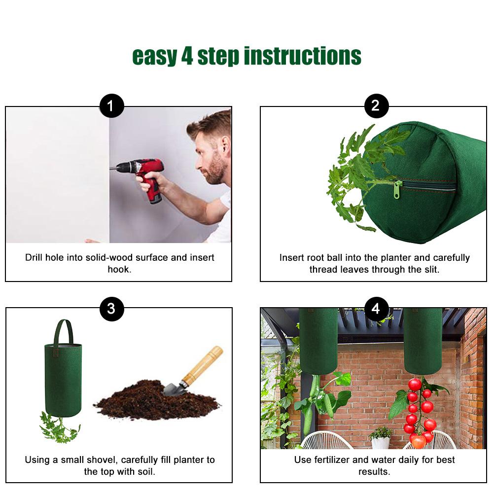 Felt Hanging Tomato Grow Bag Upside Down Tomato Planter Multifunction Strawberry Vegetable Flower