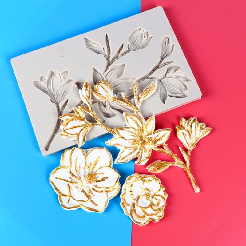 Силиконовая форма для украшения торта «Цветок магнолии», ручная работа, поделки из смолы, шоколадная помадка, глиняные формы для мыла, аксессуары для выпечки