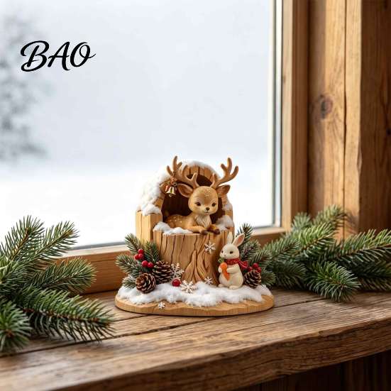 Retro Style Home Decor Fairy Tale Little Boy and Fox Wooden Figurine, Rustic Desktop Statue, Artistic Carved Handcrafted Statues Sculpture Ornament