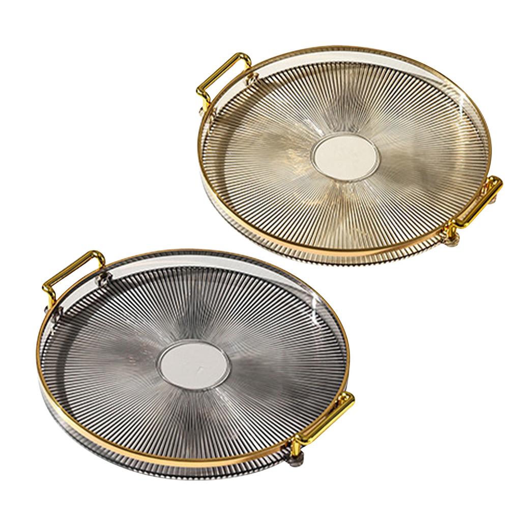 Round Tray Round Tray with Handles Multipurpose Transparent Round Serving Tray for Bread Fruit Dessert Snack Kitchen Bathroom