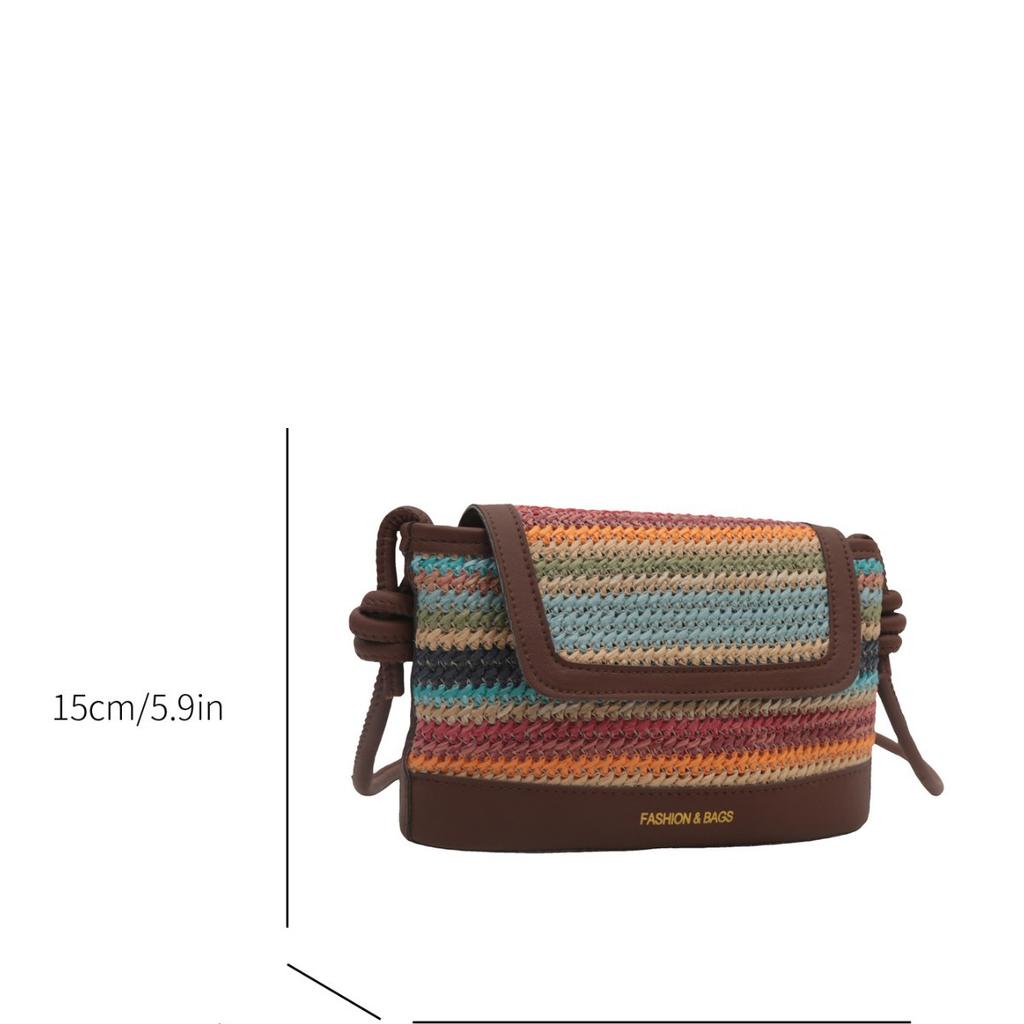 Summer Versatile Internet Celebrity Beach Bag 2025 New Niche Woven Bag Fashion Shoulder Bag Trend Contrasting Color Small Bag