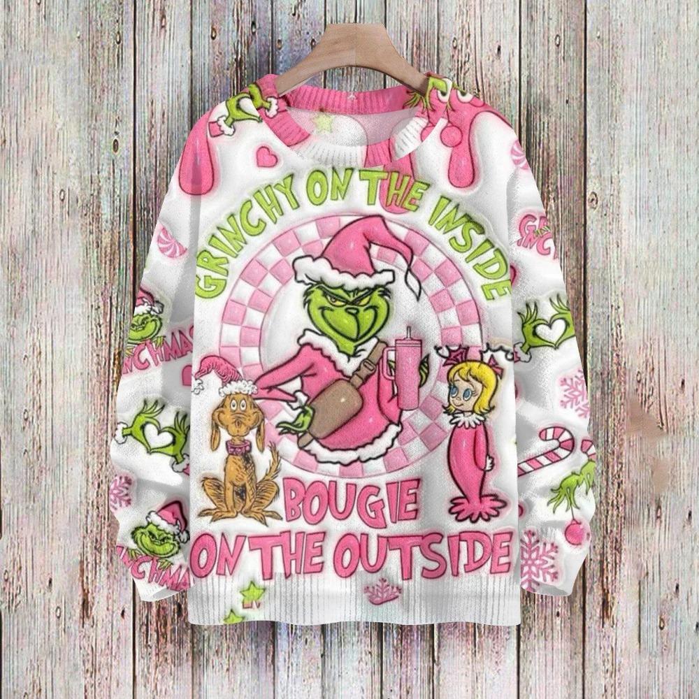 Christmas Fashion Men Women's T-shirt Green Monster Print O-Neck Pullover Top Casual Outdoor Sweatshirt Kids Tees Top Clothing