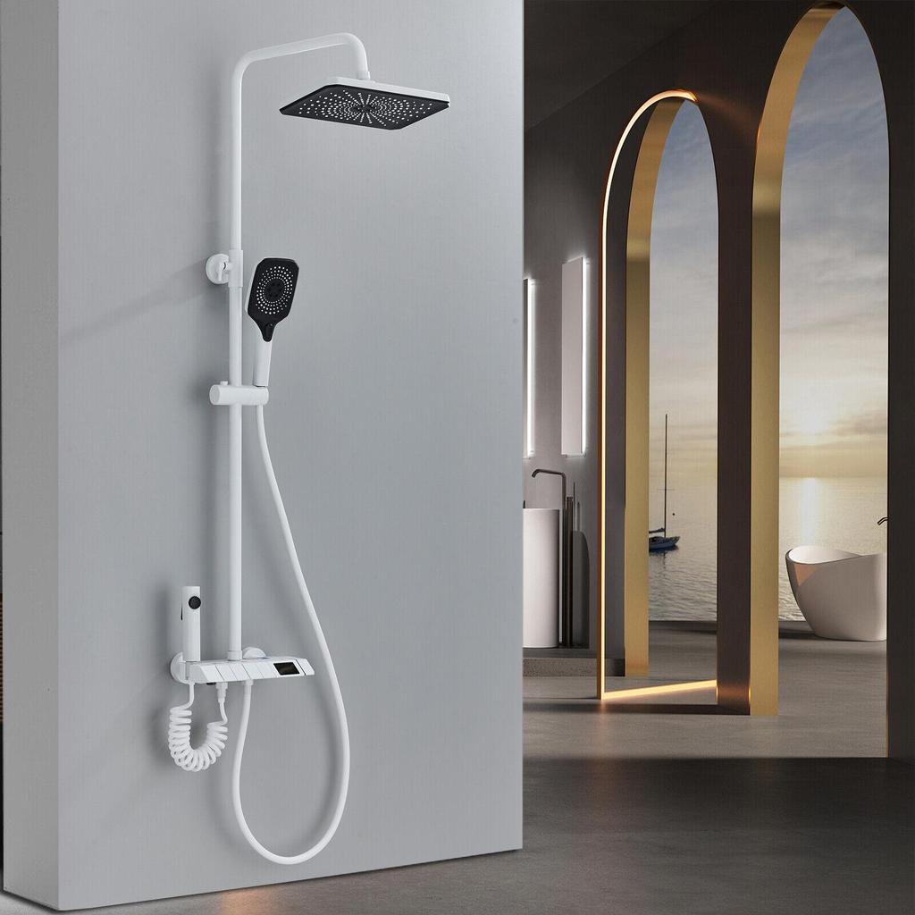 Shower Faucet Set Digital Display 4 Function Piano Key Rainfall Shower Combo Set