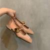 FASHION  French Mary Jane Shoes Female  Spring Summer Flats New Square Head Shallow Mouth Thick Heel Temperament Shoe Pumps