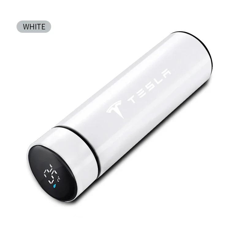 Car Sticker 2025 New Tesla Car 500ml Stainless Steel Thermo Bottle Thermal Cup Temperature Display Vacuum Flasks For Tesla Model
